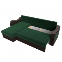 Угловой диван Меркурий Лайт (велюр зелёный коричневый)  - Изображение 2